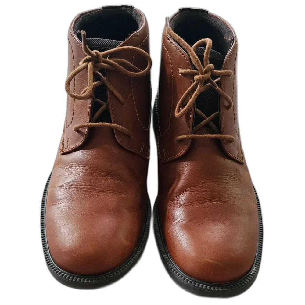 Rockport Berrenger Men’s Leather Chukka Boots 8.5 Brown Lace Up truTECH Comfort